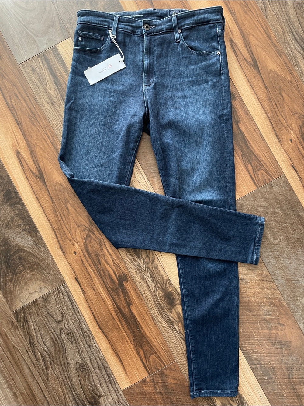 AG Adriano Goldschmied High-Rise Skinny Jeans in Dark Blue Denim
